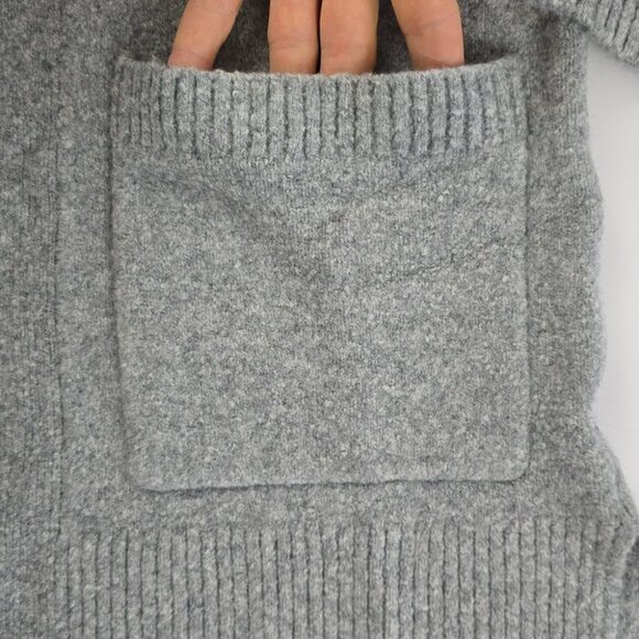 Tres Chic Women's Grey Wool Blend Open Front Long Cardigan Patch Pockets Size M - Picture 4 of 14